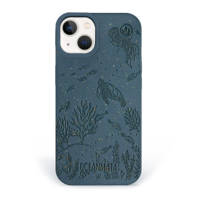 iPhone 13 mini case 'TURTLE Family' - blue - sustainable