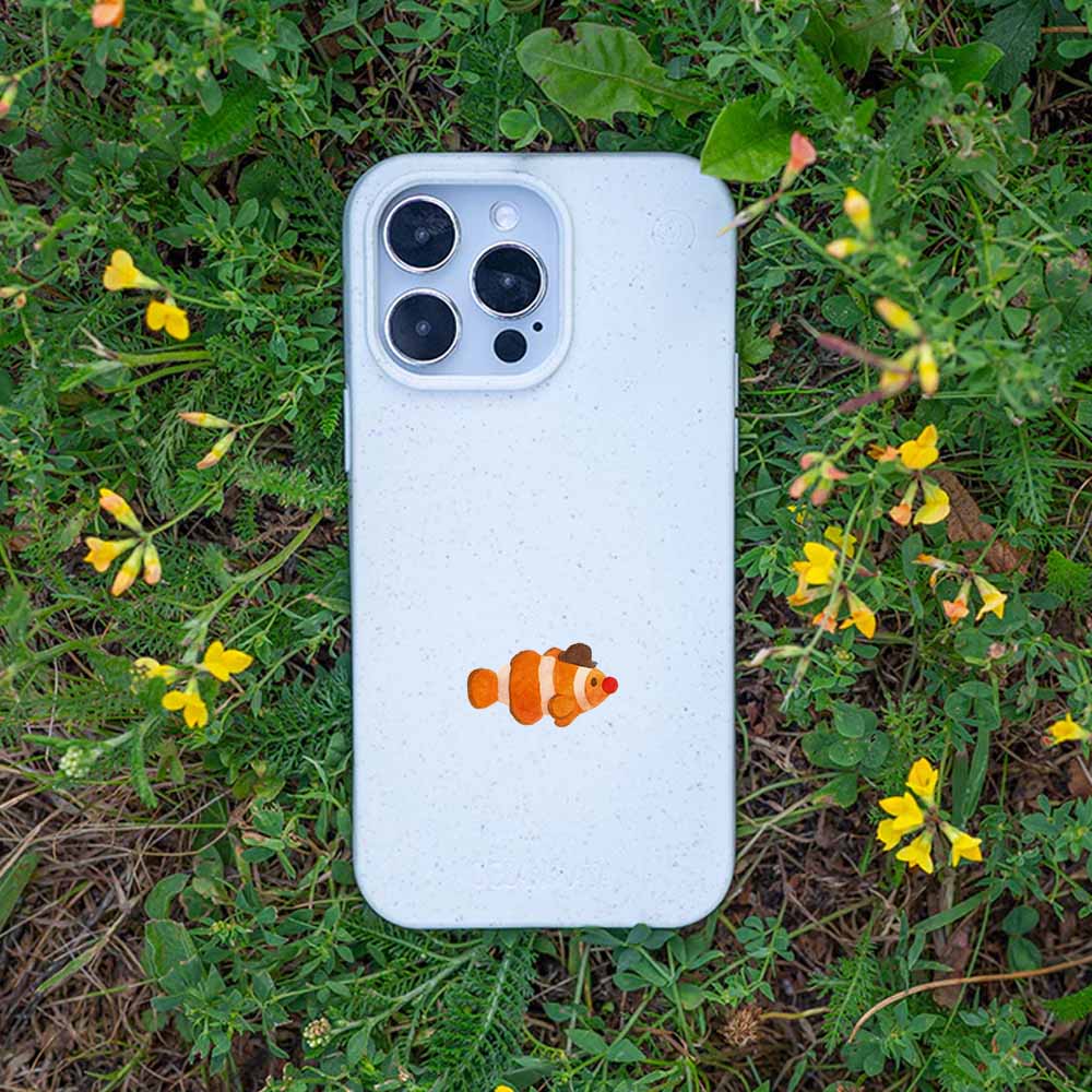 iPhone 14 pro Hülle - Clownfisch weiß - "Mr.Clown-Fish" - nachhaltig