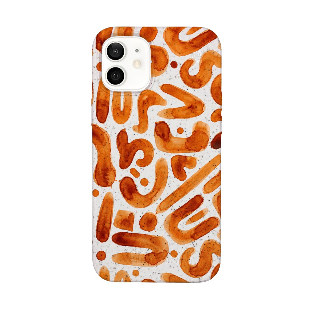 iPhone 12 mini Hülle - orange - "buchstabensuppe" - nachhaltig