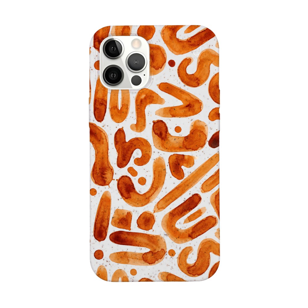 iPhone 12 pro / iPhone 12 Hülle - orange - "buchstabensuppe" - nachhaltig
