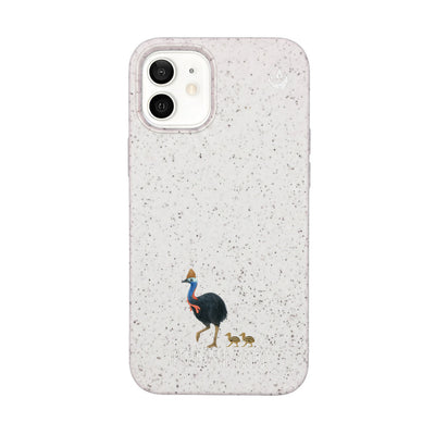 iPhone 12 mini Hülle - Cassowary weiß - "CassowaryStroll" - nachhaltig