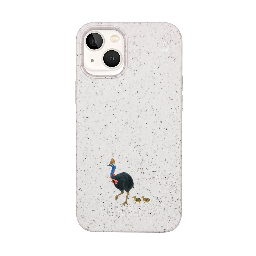 iPhone 13 mini Case - Cassowary White - "CassowaryStroll" - sustainable