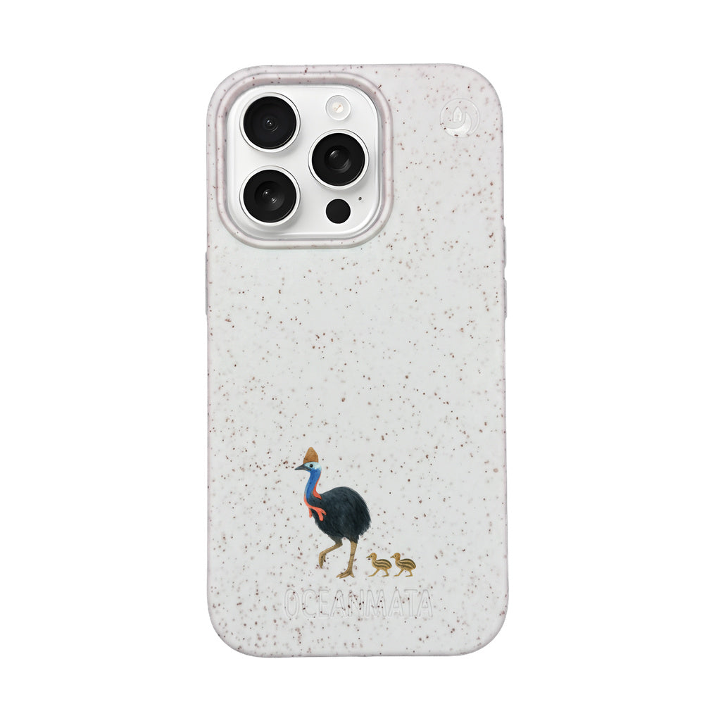 iPhone 16 Pro Case - Cassowary White - "CassowaryStroll" - sustainable