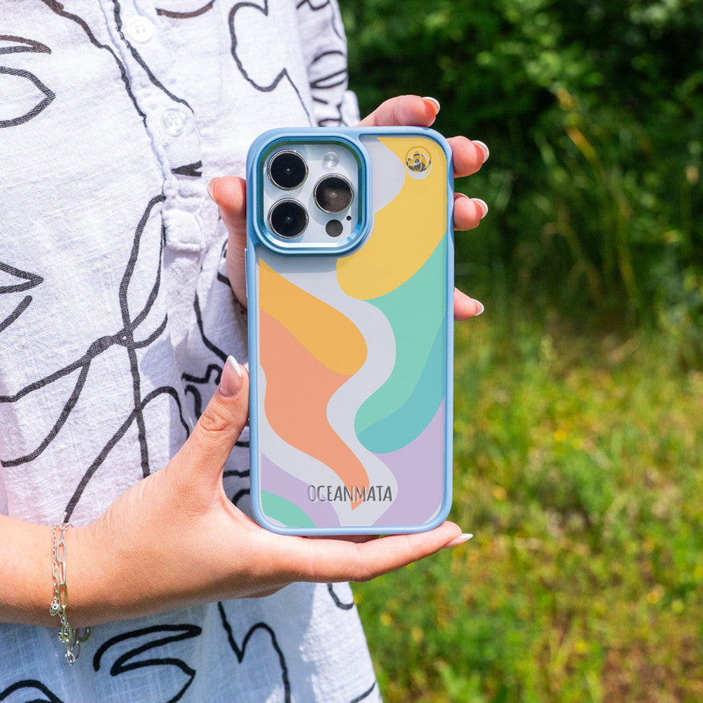 iPhone 14 Hülle - bunte Wellen - "Tide Flow" - nachhaltig
