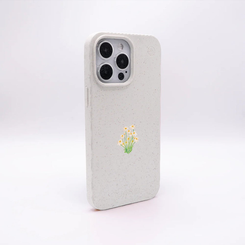 iPhone 15 Hülle - Blumen weiß - "Daisy" - nachhaltig