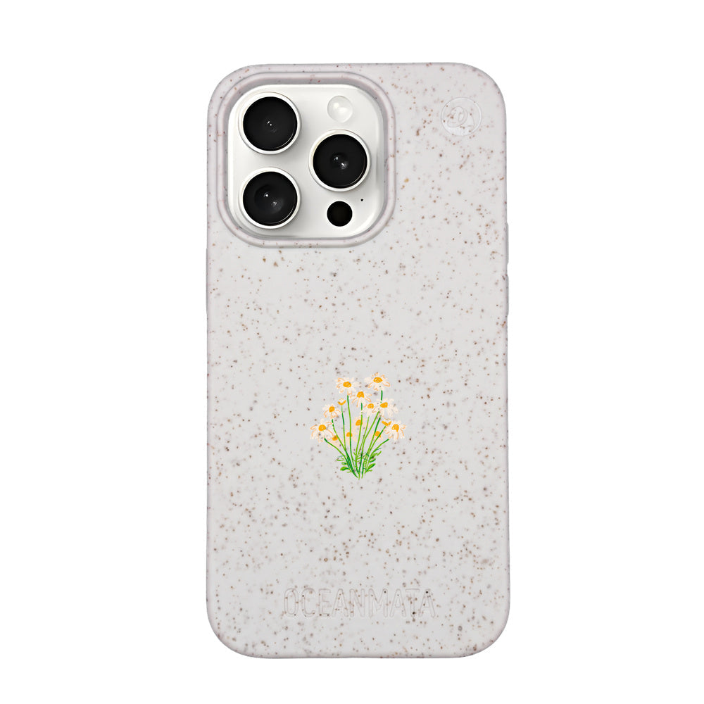 iPhone 15 Pro Case - White Flowers - "Daisy" - Sustainable