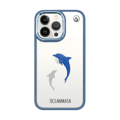 iPhone 13 pro case - dolphin blue - "Dolphin Twins" - sustainable
