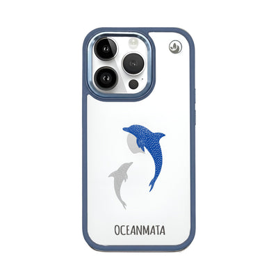 iPhone 14 pro max hoesje - dolfijnblauw - "Dolphin Twins" - duurzaam