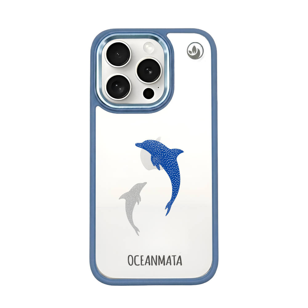 iPhone 15 pro max Hülle - Delfin blau - "Dolphin Twins" - nachhaltig