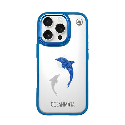 iPhone 16 pro max case - dolphin blue - "Dolphin Twins" - sustainable