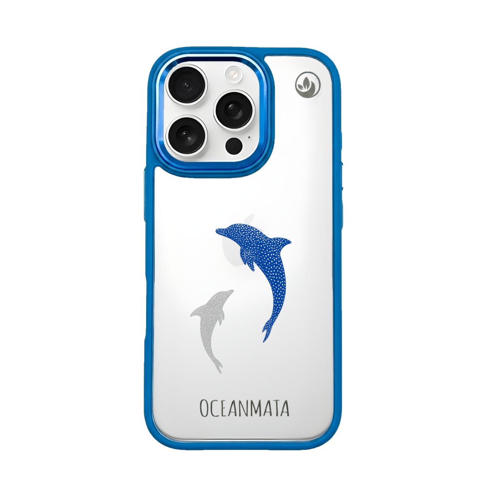 iPhone 16 pro max Hülle - Delfin blau - "Dolphin Twins" - nachhaltig