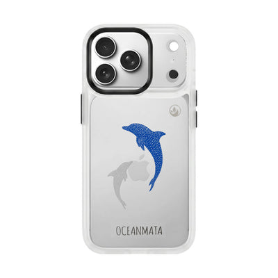 iPhone 17 Pro Case - Dolphin Blue - "Dolphin Twins" - sustainable