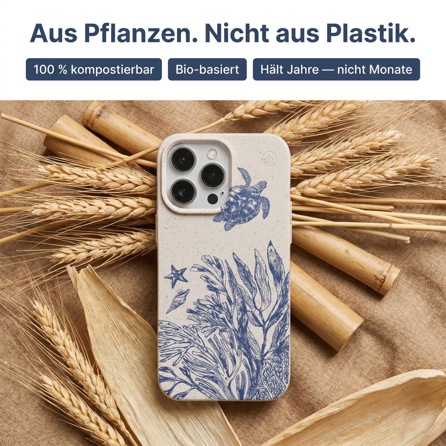 Biologisch abbaubare Handyhülle iPhone 17 pro max Mantawave — kompostierbar — Material