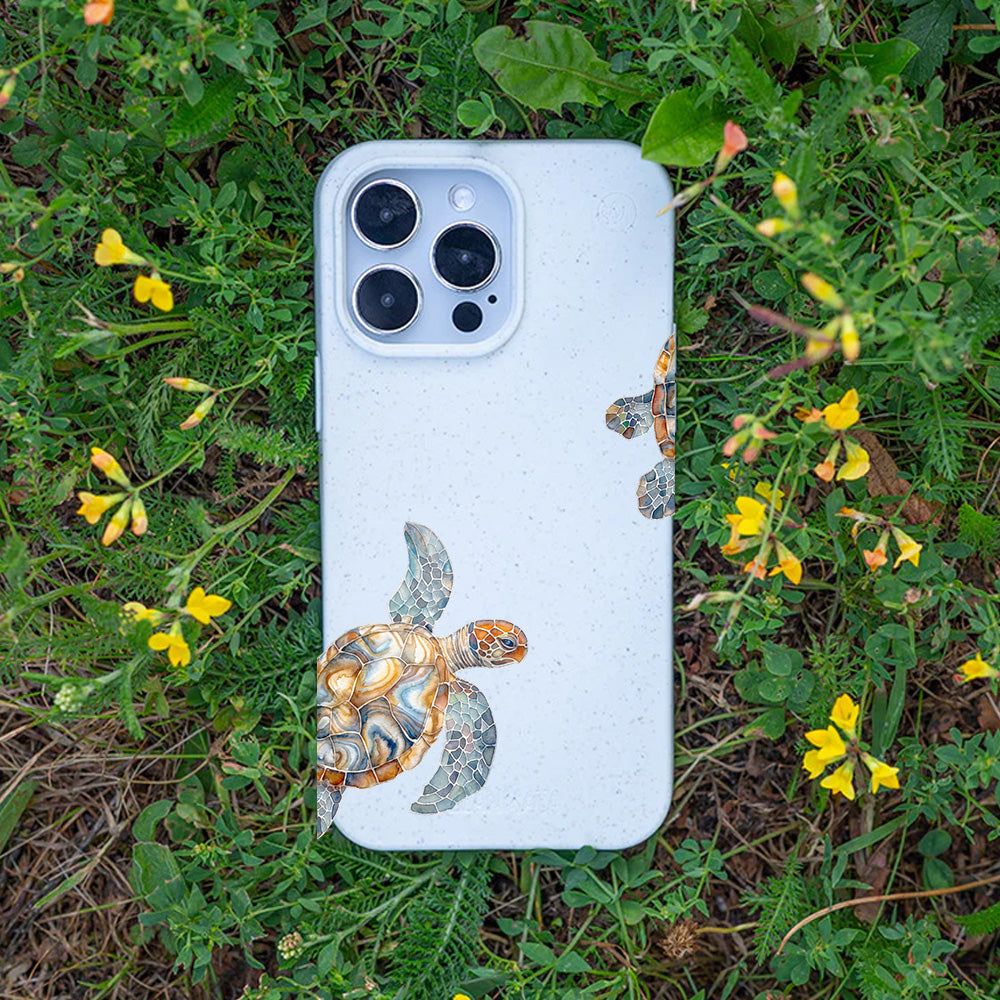 iPhone 17 Hülle - Schildkröte weiß - "TurtleGaze" - nachhaltig
