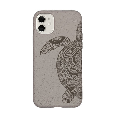 iPhone 11 Hülle - beige - "GREEN TURTLE" - nachhaltig