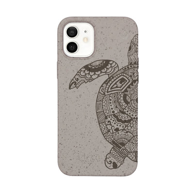 iPhone 12 mini Hülle - beige - "GREEN TURTLE" - nachhaltig