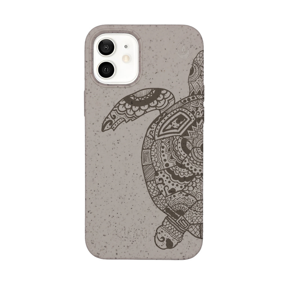 iPhone 12 mini Hülle - beige - "GREEN TURTLE" - nachhaltig