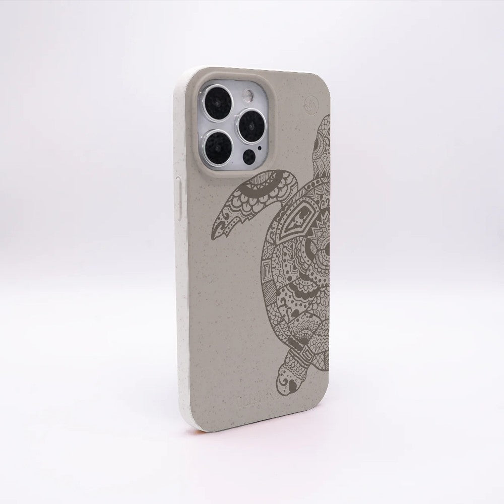 iPhone 12 mini Hülle - beige - "GREEN TURTLE" - nachhaltig