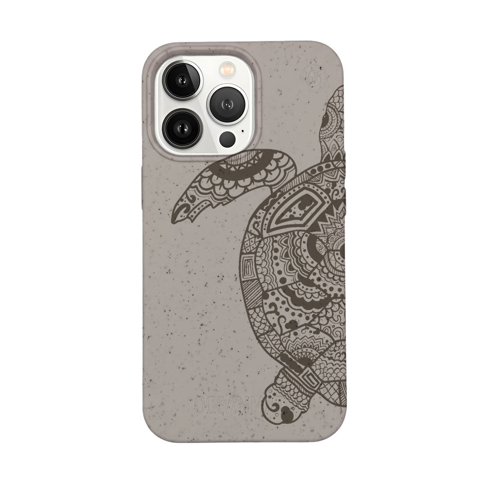 iPhone 13 pro case - beige - "GREEN TURTLE" - sustainable
