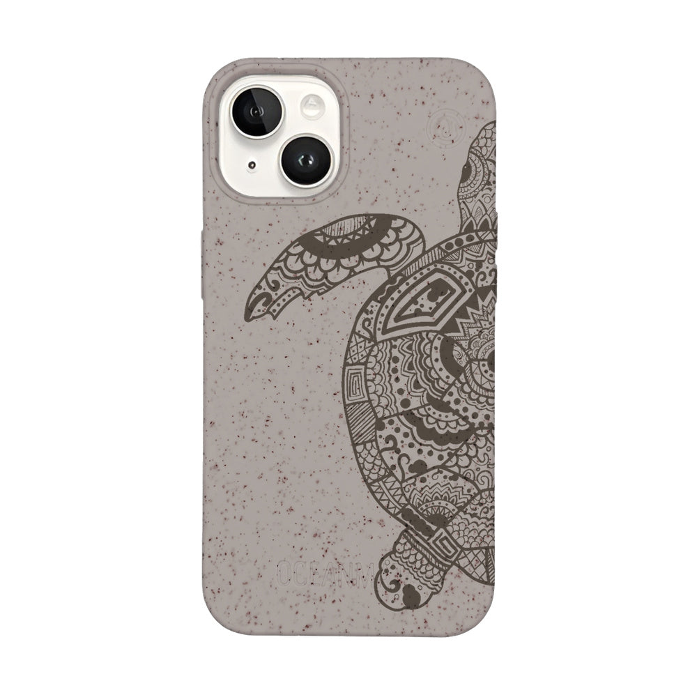 iPhone 14 case - beige - "GREEN TURTLE" - sustainable