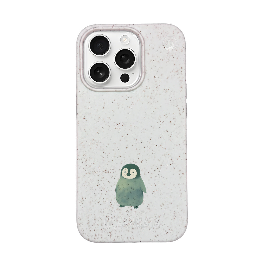 iPhone 16 pro Hülle - Pinguin weiß - "HappyPinguin" - nachhaltig
