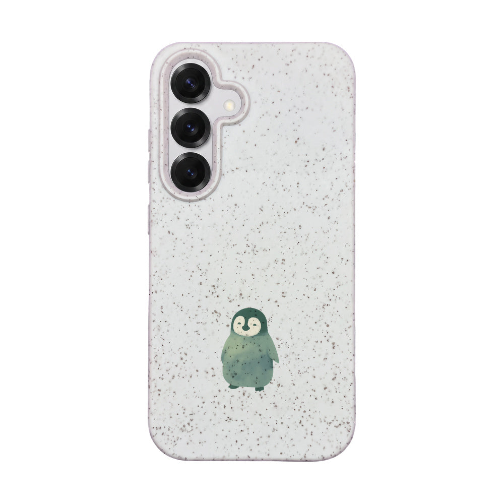 Biologisch abbaubare Handyhülle Samsung S25 Happypinguin — kompostierbar — Vorderseite