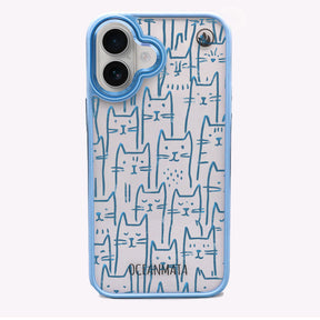 iPhone 16 Hülle - Katzen blau - "miau" - nachhaltig