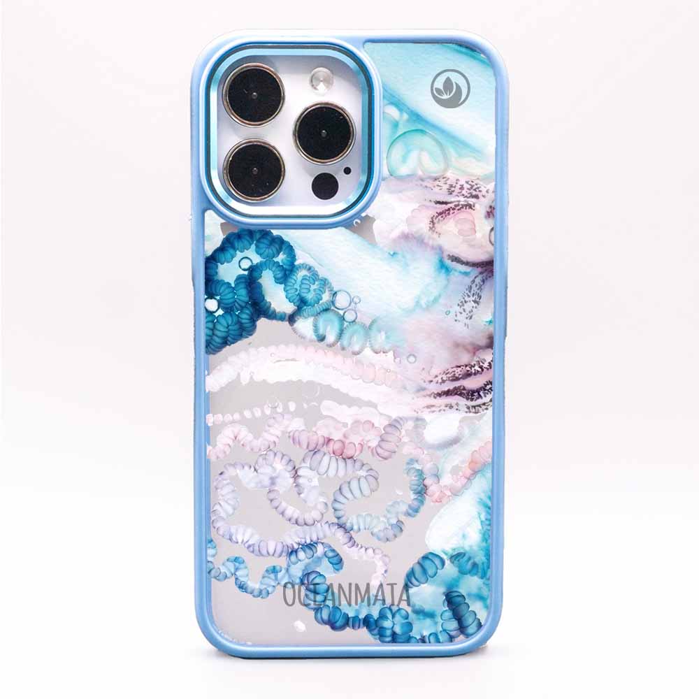 iPhone SE/7/8 Hülle - Qualle blau - "Men o' War" - nachhaltig