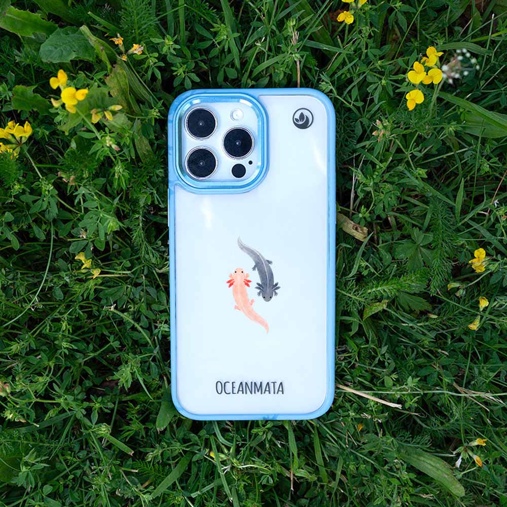 iPhone 12 pro / iPhone 12 Hülle - Axlotl blau - "Axl" - nachhaltig