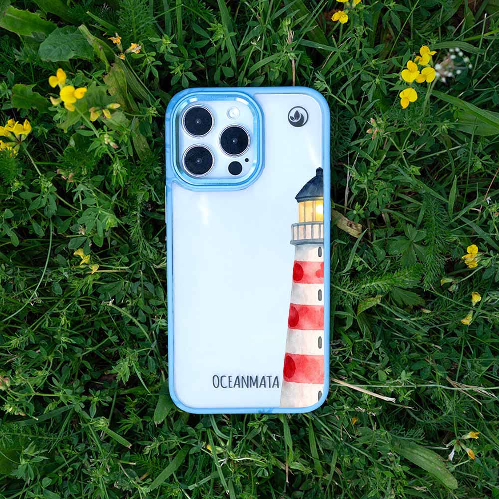 iPhone 14 pro max Hülle - Leuchtturm blau - "Lighthouse" - nachhaltig
