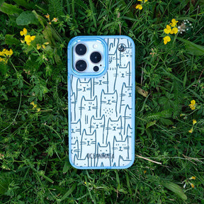 iPhone 16e Hülle - Katzen blau - "miau" - nachhaltig