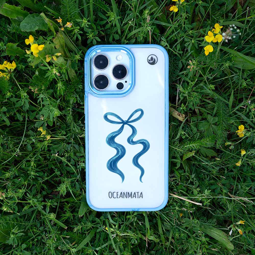 iPhone 14 Hülle - Schleife blau - "tideknot" - nachhaltig