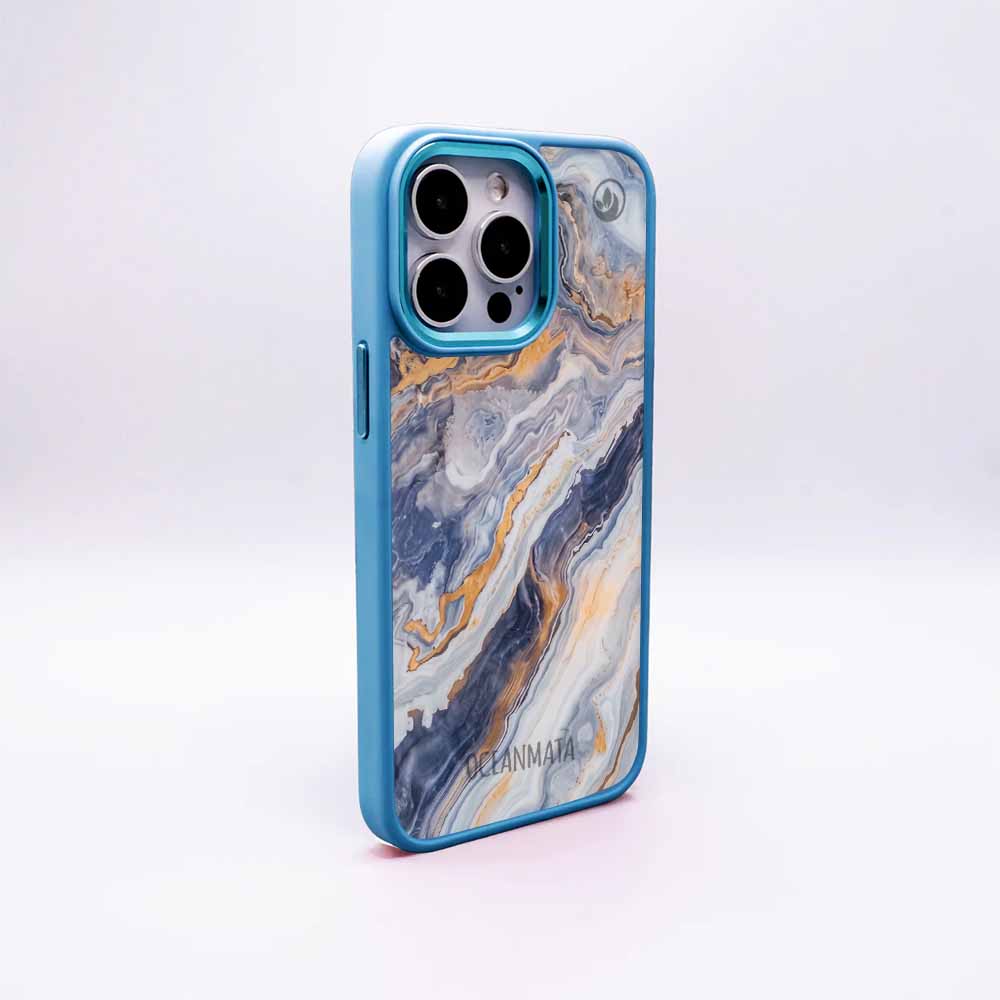 iPhone 16 pro Hülle - marmor blau - "BlueMarble" - nachhaltig