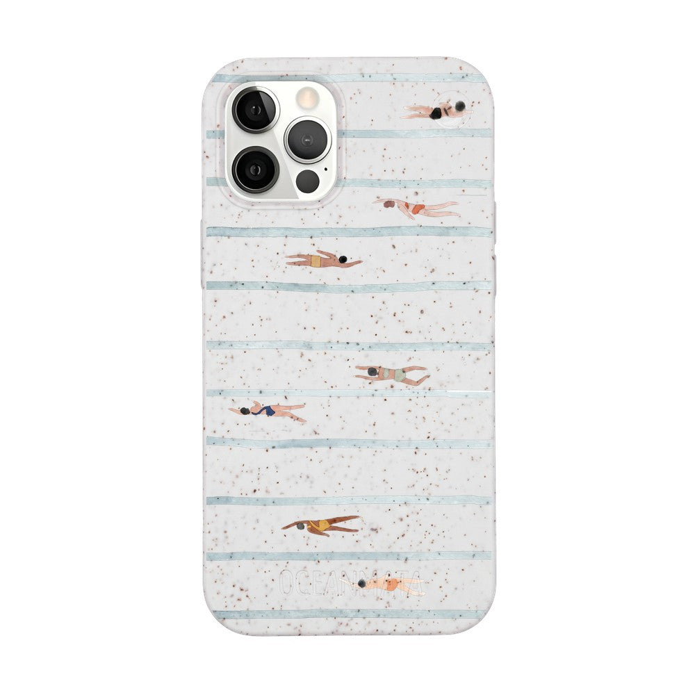 iPhone 12 pro / iPhone 12 Hülle - Schwimmen weiß - "lapflow" - nachhaltig