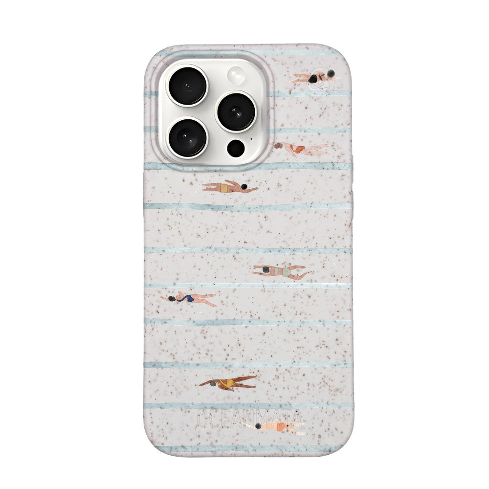 iPhone 15 Pro Case - Swimming White - "lapflow" - sustainable