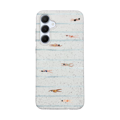 Samsung A55 Hülle - Schwimmen weiß - "lapflow" - nachhaltig
