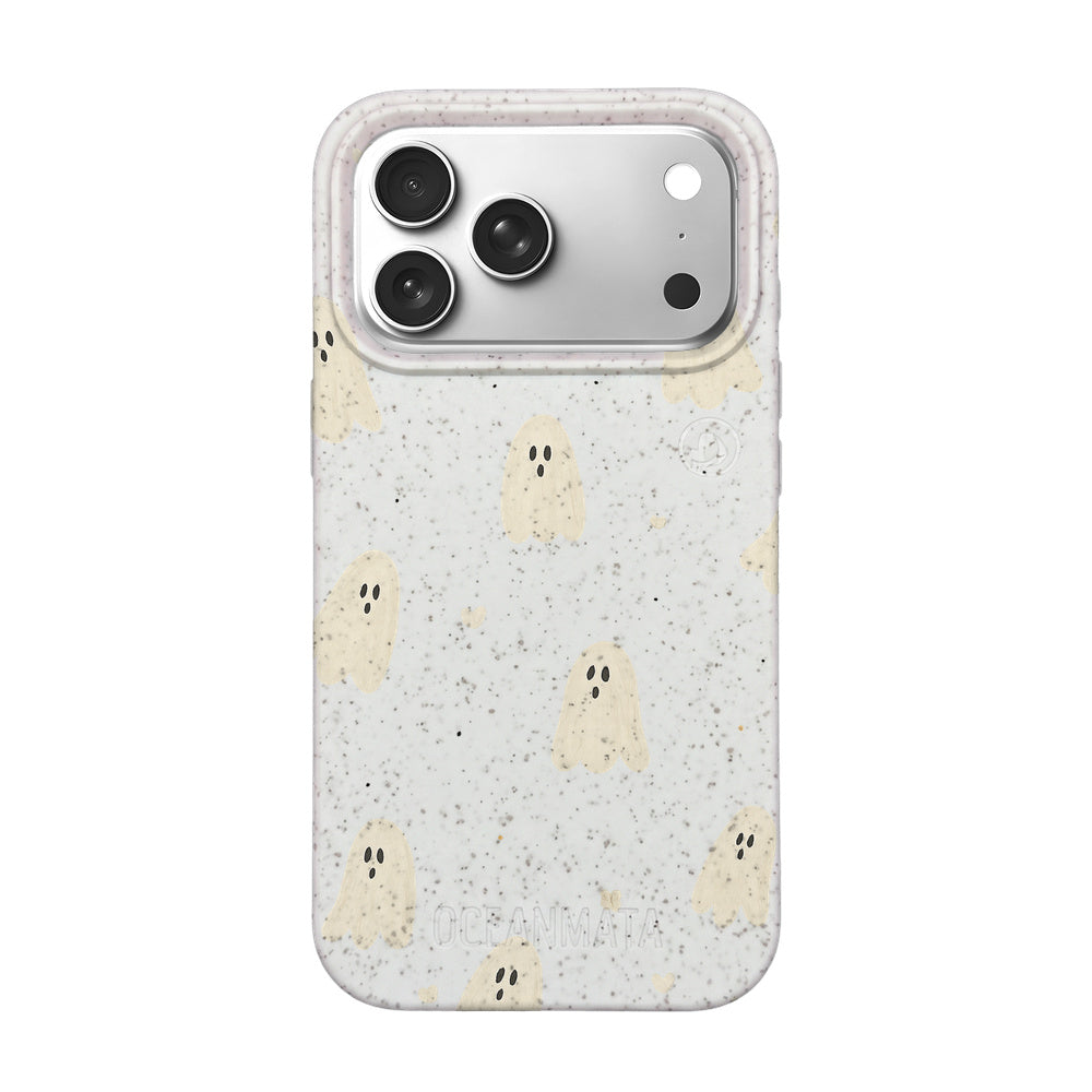 iPhone 18 Pro / 17 Pro Hülle - Geist weiß - "LittleGhost" - nachhaltig