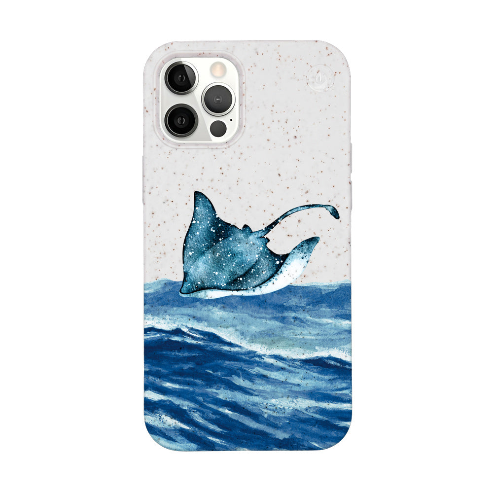 iPhone 12 pro / iPhone 12 case - white Manta - "Manta Wave" - ​​sustainable