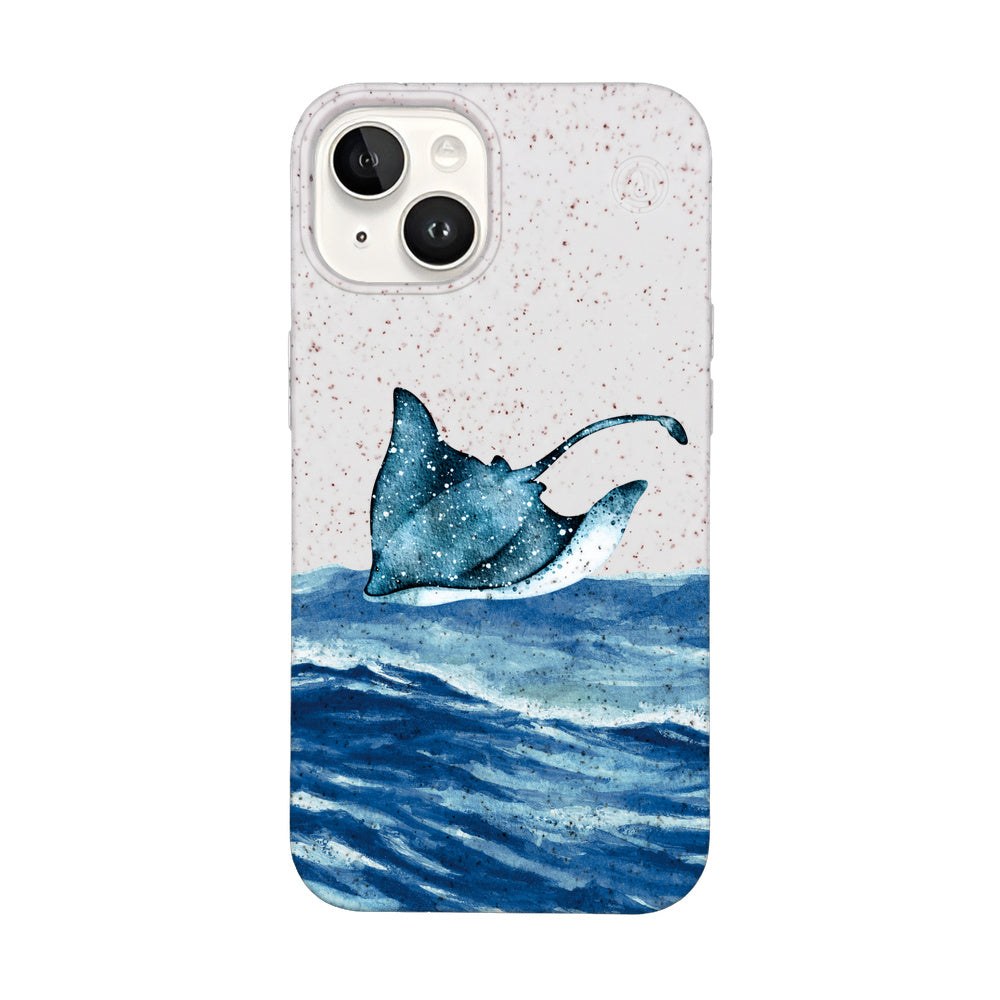 iPhone 14 case - white Manta - "Manta Wave" - ​​sustainable