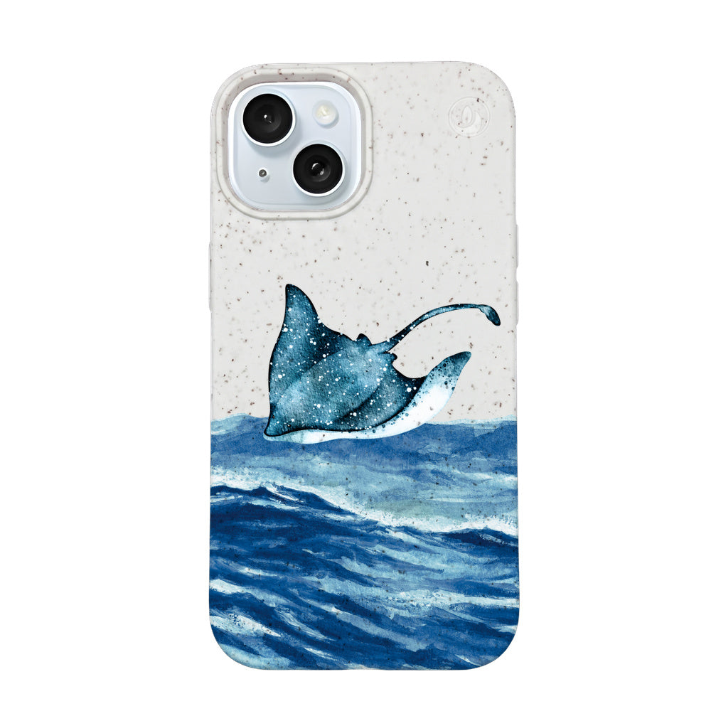 iPhone 15 hoesje - wit Manta - "Manta Wave" - ​​duurzaam