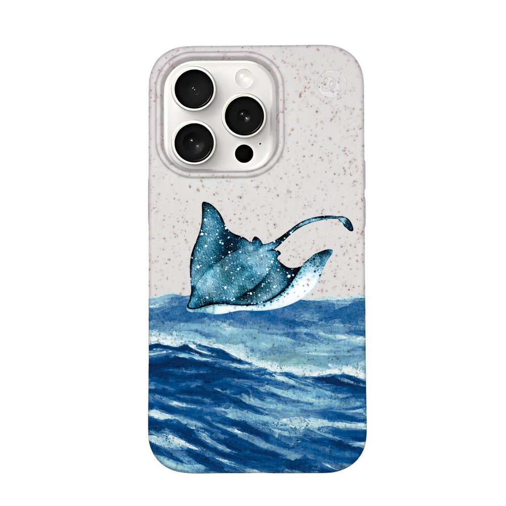 iPhone 15 pro max case - white Manta - "Manta Wave" - ​​sustainable