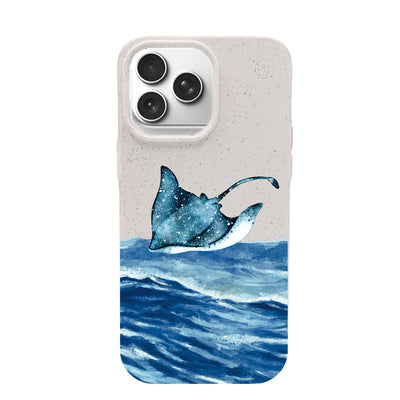 iPhone 17 Pro Case - White Manta - "Manta Wave" - Sustainable