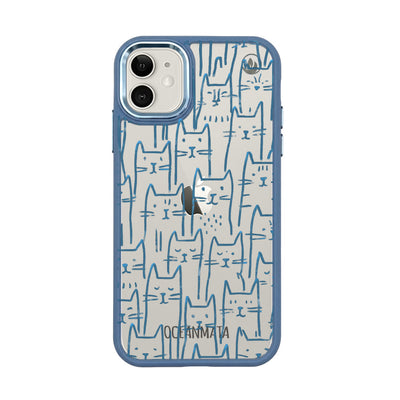 iPhone 11 Hülle - Katzen blau - "miau" - nachhaltig