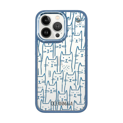 iPhone 13 Pro Case - Cats blue - "meow" - sustainable