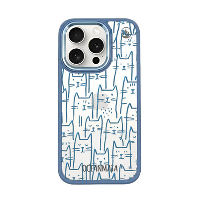 iPhone 15 Pro Max Case - Cats blue - "meow" - sustainable