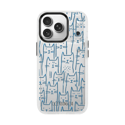 iPhone 17 Pro Case - Cats Blue - "Meow" - Sustainable