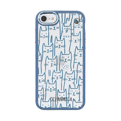 iPhone SE/7/8 Case - Cats blue - "meow" - sustainable