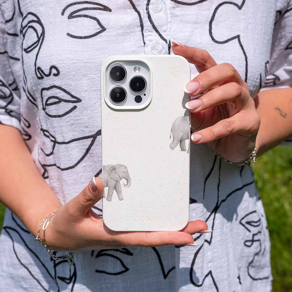 iPhone 15 pro Hülle - Elefant weiß - "Ele-Fant" - nachhaltig