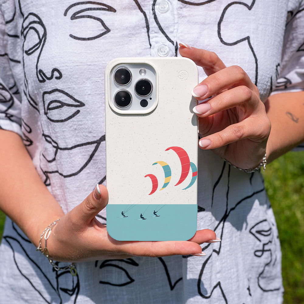 iPhone 16e Hülle - Kite weiß - "Kitesurf" - nachhaltig