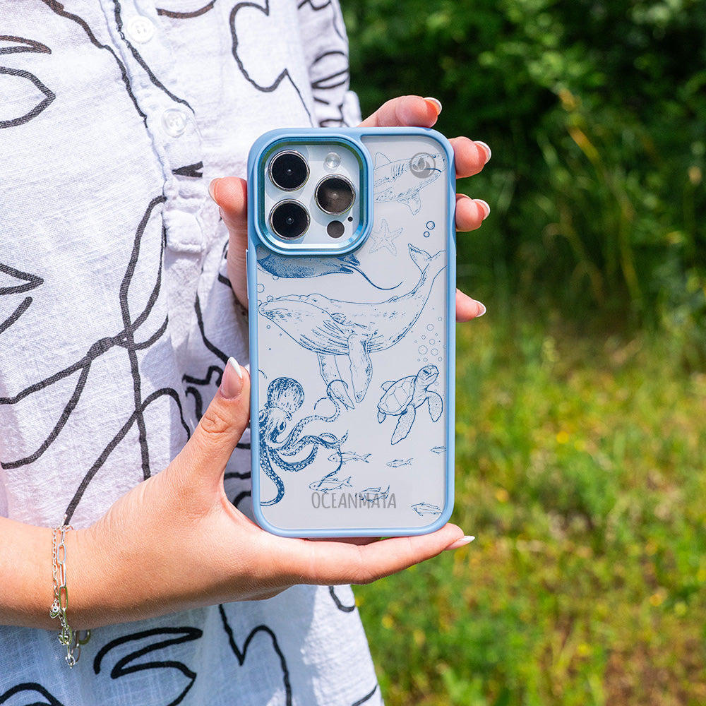 iPhone 16 e Case - Whale Blue - "WhaleLife" - Duurzaam 